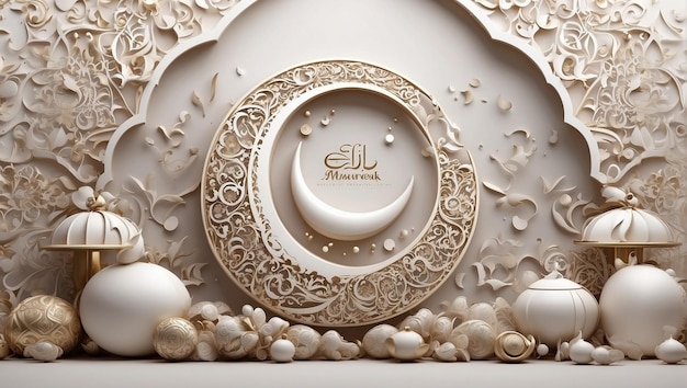 Eid Mubarak Background With moon design Concept