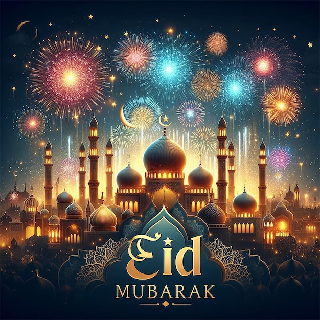 Eid Mubarak beautiful Islamic firework background