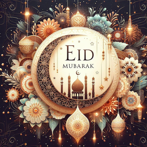 Eid Mubarak beautiful Islamic firework background