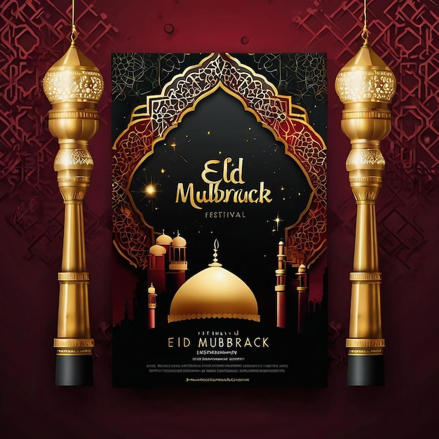 Eid mubarak card Design Eid mubarak banner design Eid mubarak islamic background template design