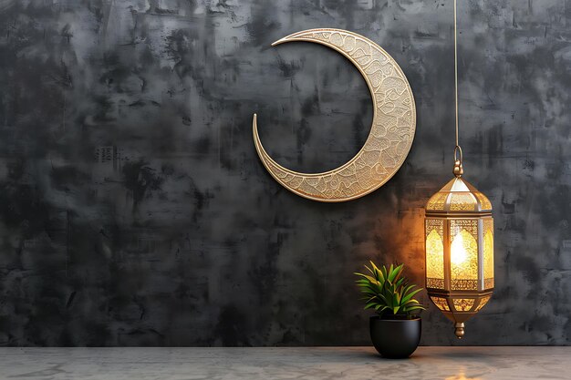 Eid mubarak cultural islamic festival card crescent moon design