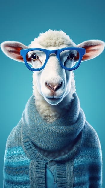 Eid mubarak Eid al Adha poster trendy sheep wearing glasses copy space eid ad banner