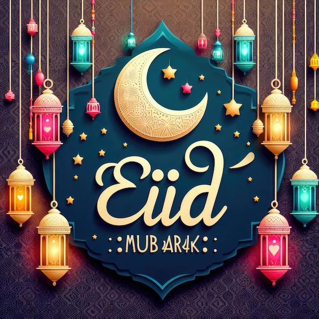 Eid mubarak festival decorative greeting background