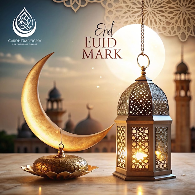 Eid Mubarak greeting Card Illustration ramadan kareem cartoon vector Wishing for Islamic festival for banner poster background flyerillustration brochure and sale background