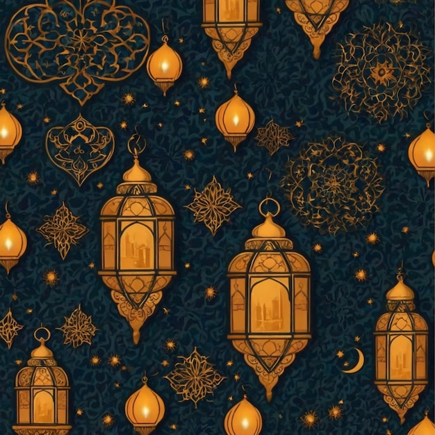 Eid Mubarak greeting or Ramadan Kareem Luxury mandala background with arabesque style in gold color