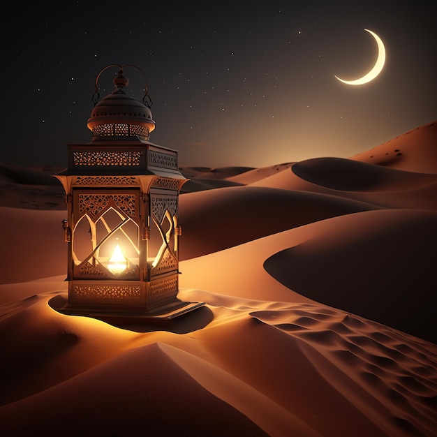 Eid mubarak Happy Mawlid al Nabi Islamic display podium Ramadan lantern with islamic rosary bead