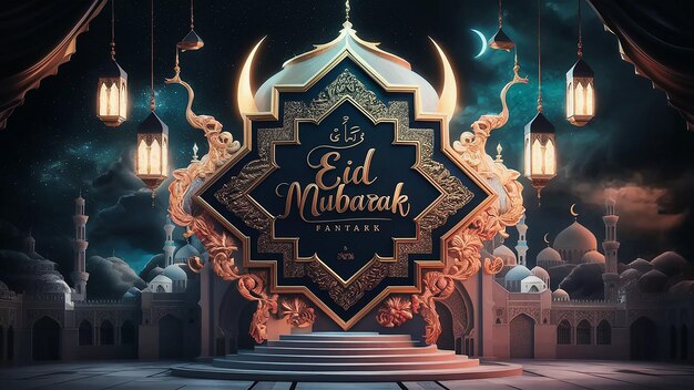 Eid Mubarak Illustration Desigen generative ai