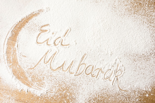 Eid Mubarak inscription on flour