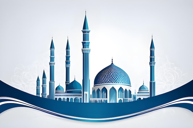 Eid Mubarak Islamic background template 3d illustration Mosque Vector Background Art