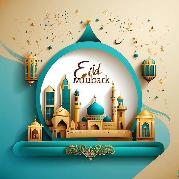 Eid Mubarak Islamic education background template