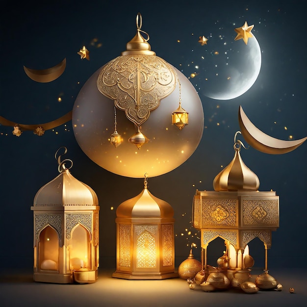 Eid Mubarak Luxury Moon Star Mosque Design