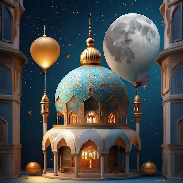 Eid Mubarak Luxury Moon Star Mosque Design