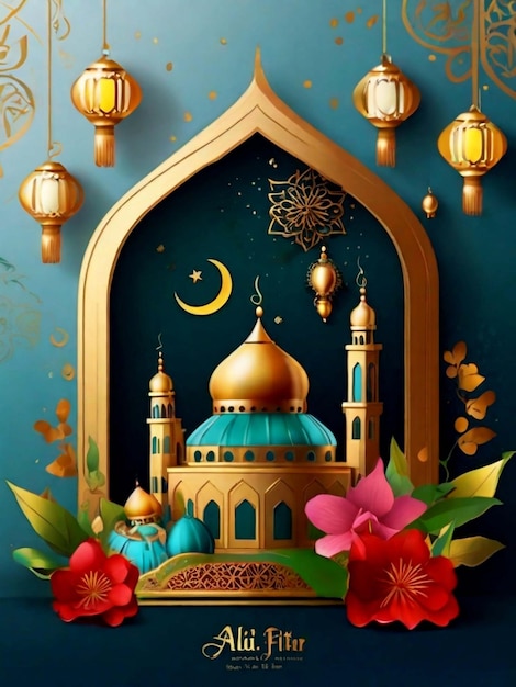 Eid mubarak muslim festival background design