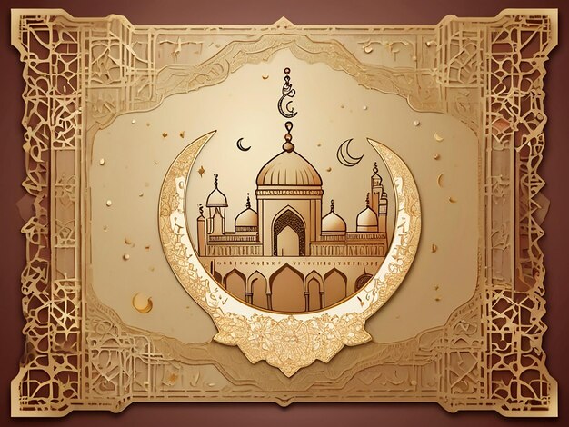 Eid Mubarak And Ramadan Islamic celebration card