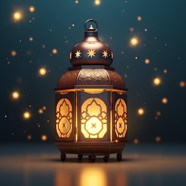 Eid mubarak and ramadan kareem greetings with islamic lantern and mosque Eid al fitr background