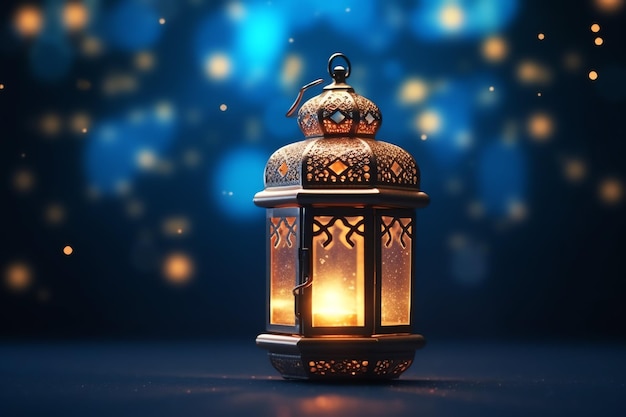 Eid mubarak and ramadan kareem greetings with islamic lantern and mosque Eid al fitr background