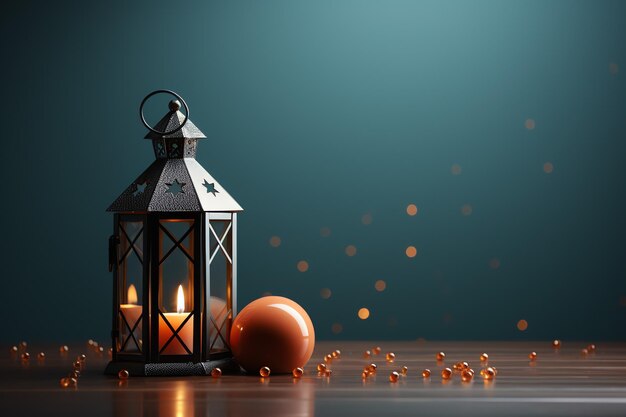 Eid mubarak and ramadan kareem greetings with islamic lantern and mosque Eid al fitr background