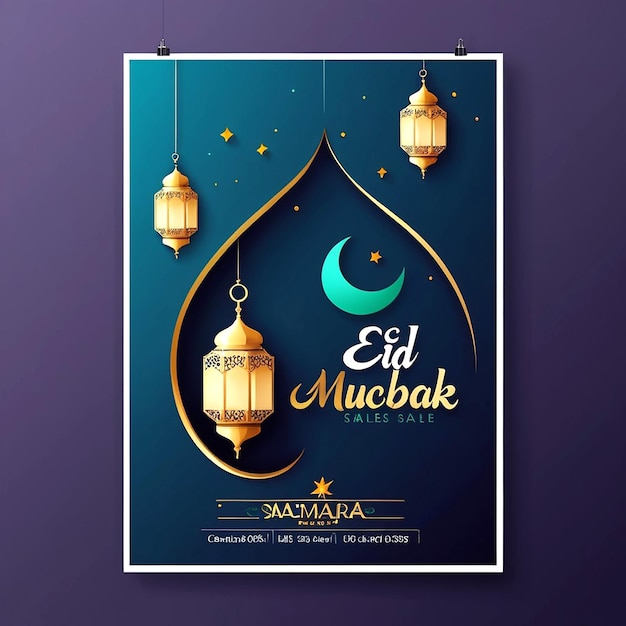 Photo eid mubarak sale and discount poster design