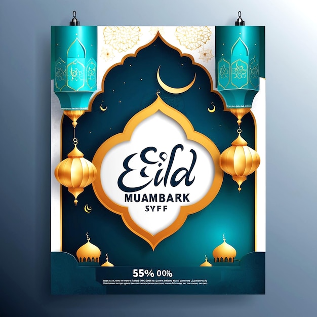 Photo eid mubarak sale and discount poster design