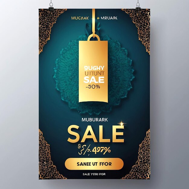 Photo eid mubarak sale and discount poster design