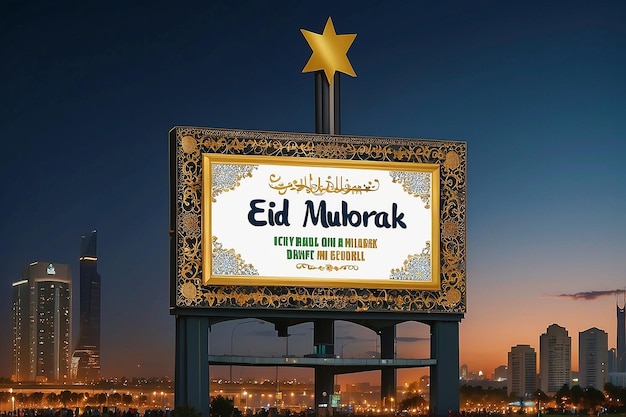 EID MUBARAK TEXT ON CITYS BILLBOARD IN SAUDI ARBIA