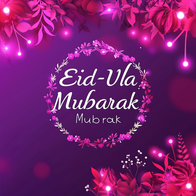 Photo eid mubarak text islamic festival greeting card eid post background with mosque decoration