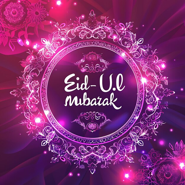 Photo eid mubarak text islamic festival greeting card eid post background with mosque decoration