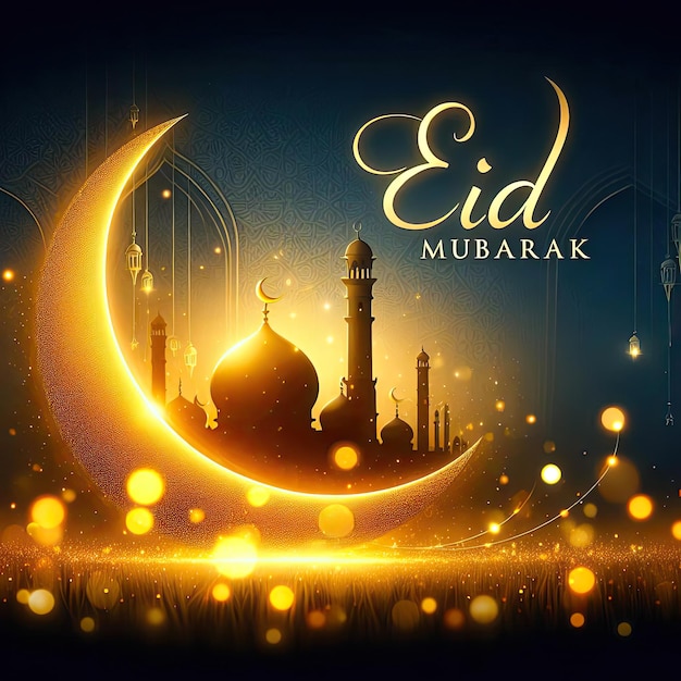 Eid mubarakBeautiful moon and lanterns design for ramadan kareem stock illustration