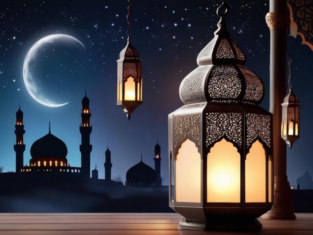 Eid Ul Fitr Background lantern and mosque Eid mubarak Eid ul Fitr 144 52024 Created by AI