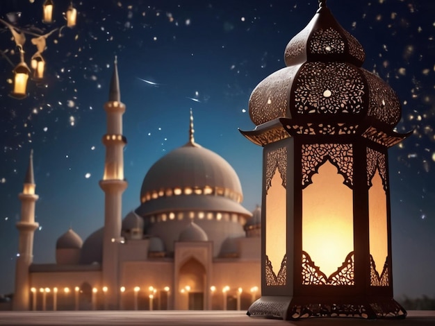 Eid Ul Fitr Background lantern and mosque Eid mubarak Eid ul Fitr 144 52024 Created by AI