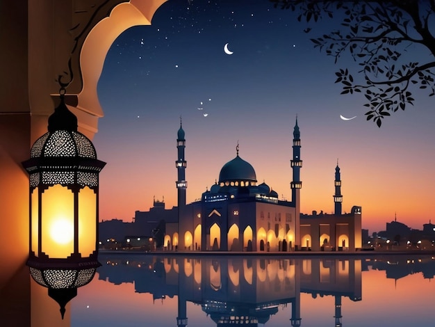 Eid Ul Fitr Background lantern and mosque Eid mubarak Eid ul Fitr 144 52024 Created by AI