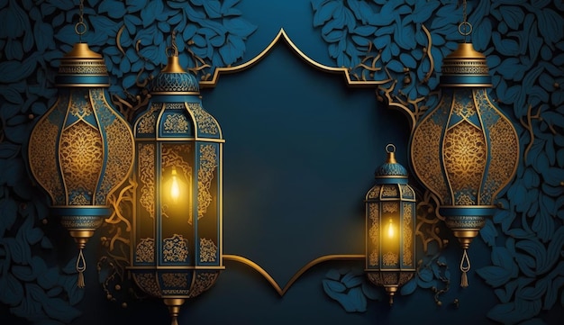 eid ul fitr ramadan and eid al adha lanterns and mosque with islamic background