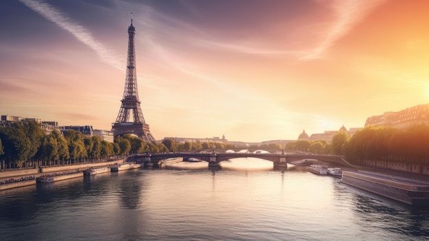 Eiffel tower on a cloudy day