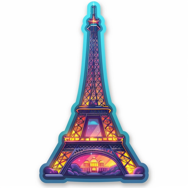 Photo eiffel tower illustration sticker