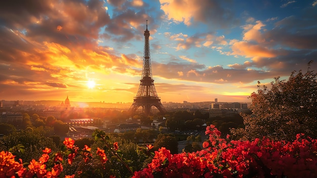 The Eiffel Tower is a wroughtiron lattice tower on the Champ de Mars in Paris