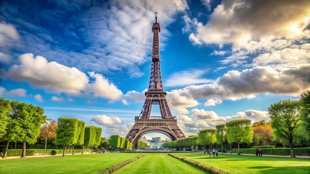 Eiffel Tower Paris The Eiffel Tower as seen from Champs de Mars in Paris France