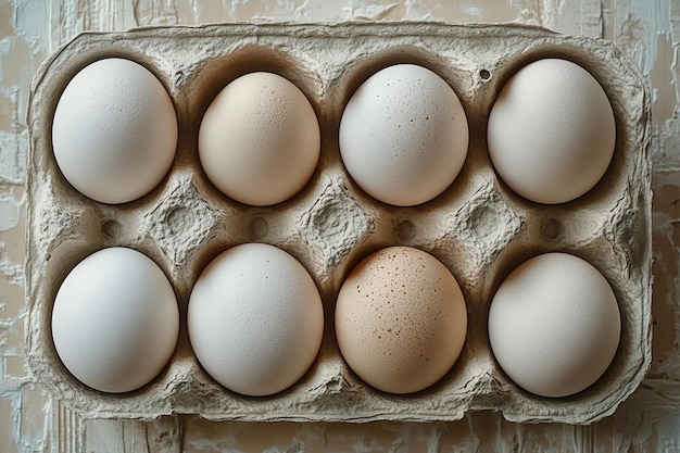 Eight Eggs in a Cardboard Carton