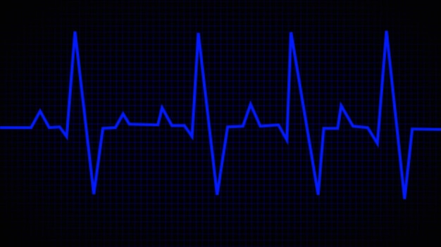 Photo ekg monitoring blue glowing neon heart pulse heart beat electrocardiogram red glowing neon heart pulse illustration chest pain ecg ekg medical health care