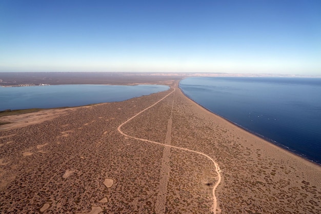 El mogote la paz mexico baja california sur from airplane panorama