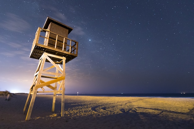 El Palmar beach under a sky full of stars, at Vejer de la Frontera at Cadiz region, Andalucia, Spain.