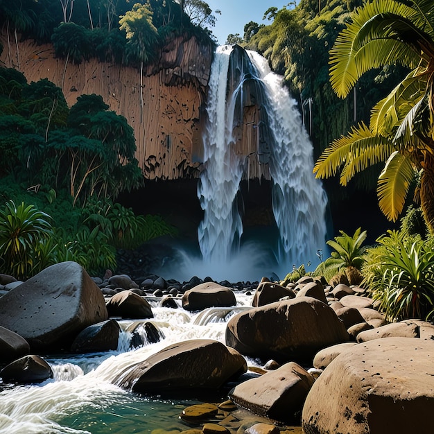 El Tirol waterfall in the jungle of Chancha mayo in Peru