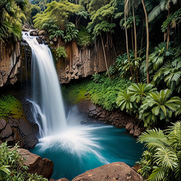 El Tirol waterfall in the jungle of Chancha mayo in Peru