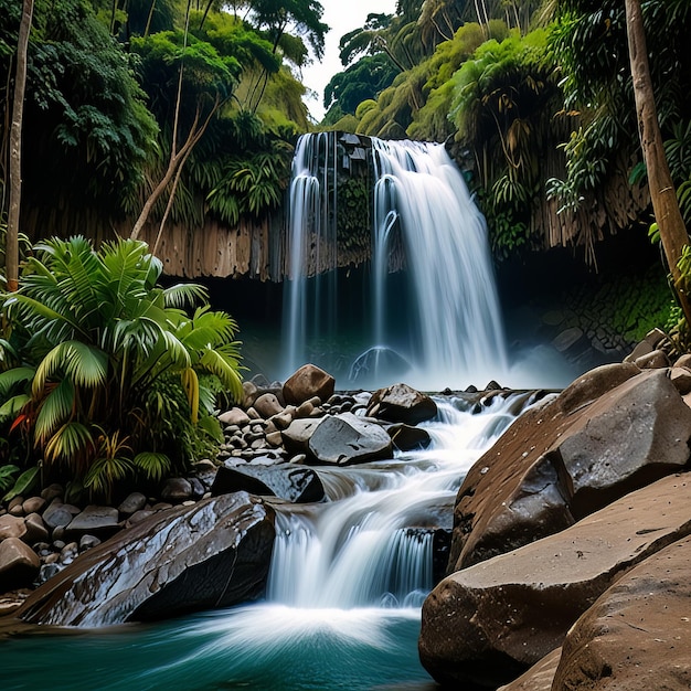 El Tirol waterfall in the jungle of Chancha mayo in Peru