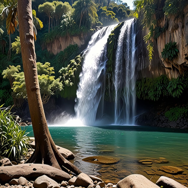 El Tirol waterfall in the jungle of Chancha mayo in Peru