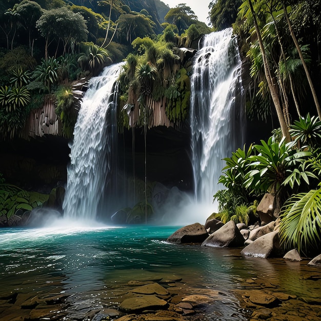 El Tirol waterfall in the jungle of Chancha mayo in Peru