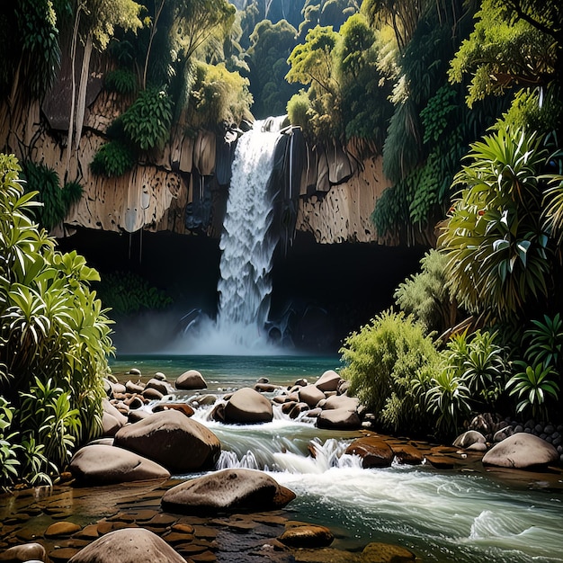 El Tirol waterfall in the jungle of Chancha mayo in Peru