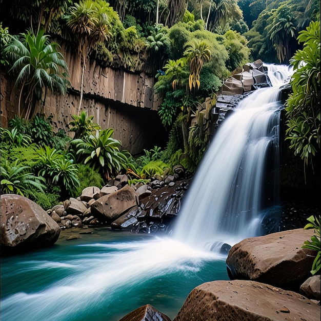 El Tirol waterfall in the jungle of Chancha mayo in Peru