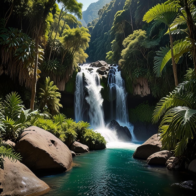 El Tirol waterfall in the jungle of Chancha mayo in Peru