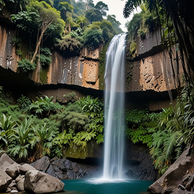 El Tirol waterfall in the jungle of Chancha mayo in Peru