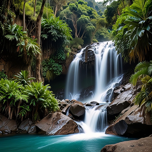 El Tirol waterfall in the jungle of Chancha mayo in Peru